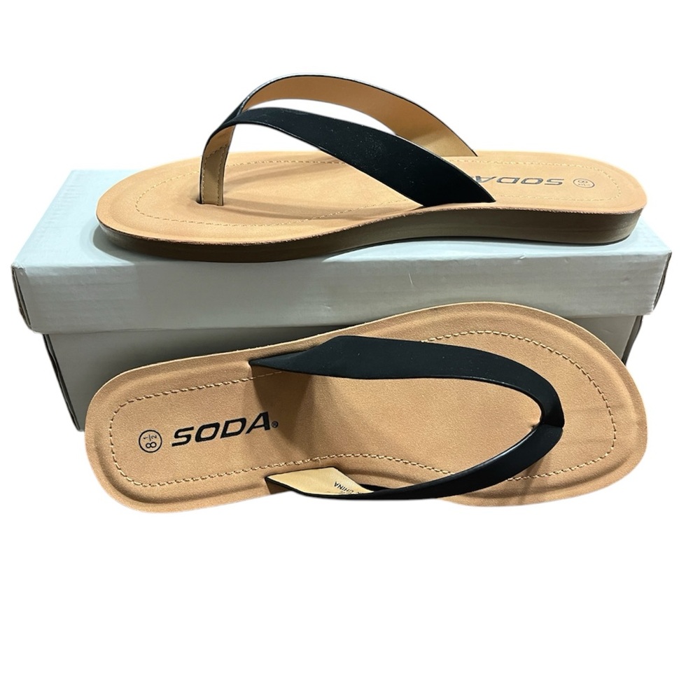 Soda Black and Tan Flip Flops